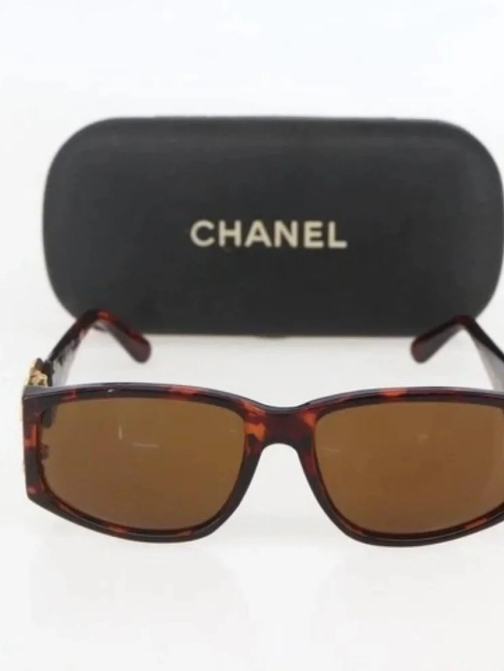 CHANEL Sunglasses plastic Brown CC Auth 159076